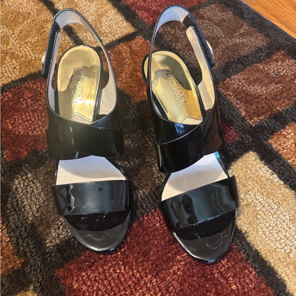 Michael Kors Black Patent Slingback Heels